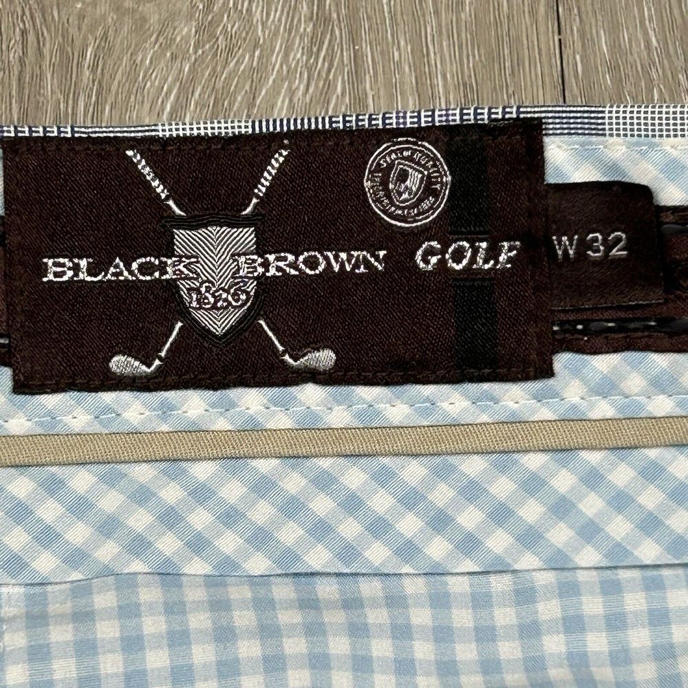 Black‎ Brown 1826 Plaid Golf Shorts Mens 34 Flat Front Cotton *Needs Washed* - Picture 2 of 9